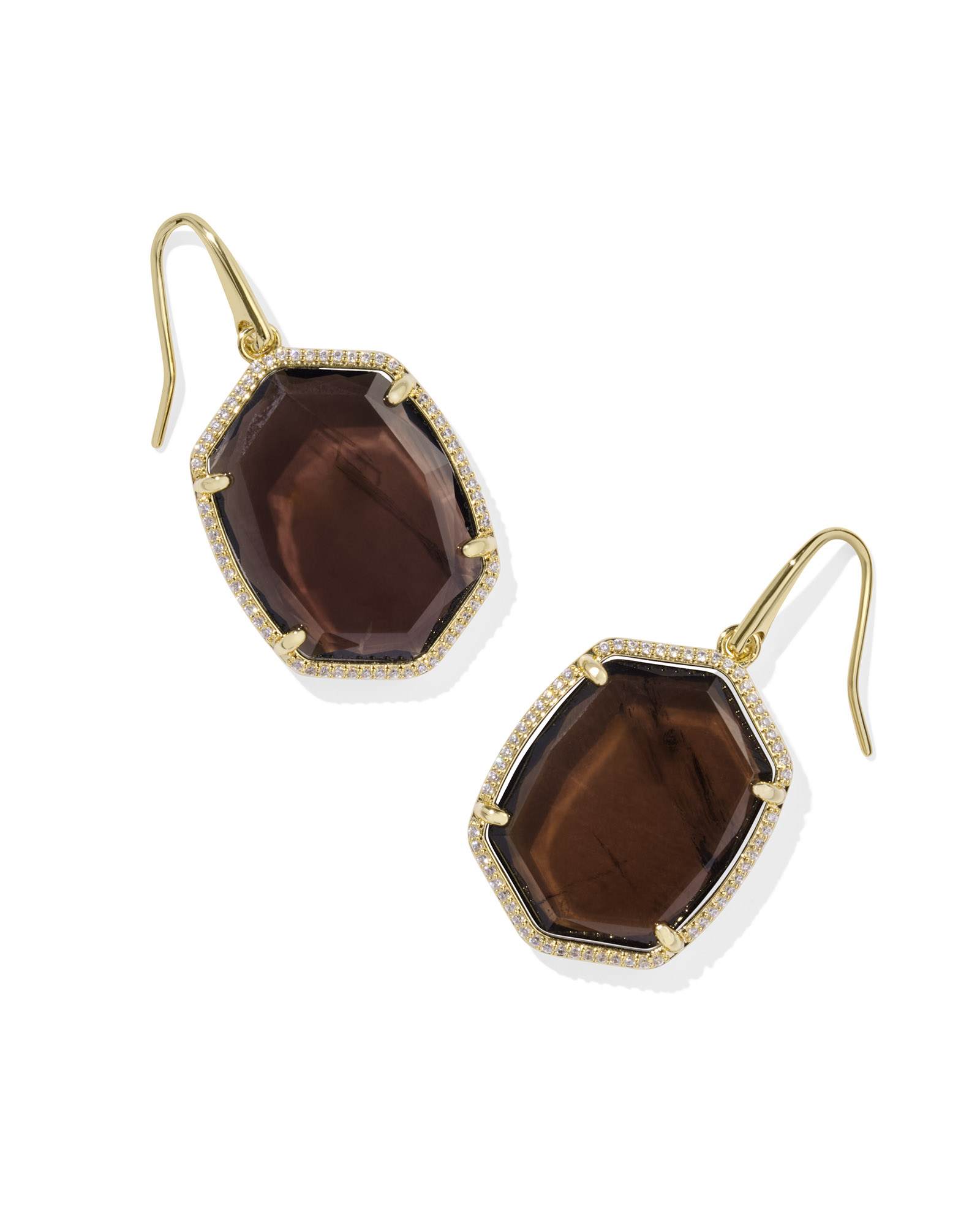 Good Kendra Scott Dax Earrings in Sable Mica, Rose Gold Plated